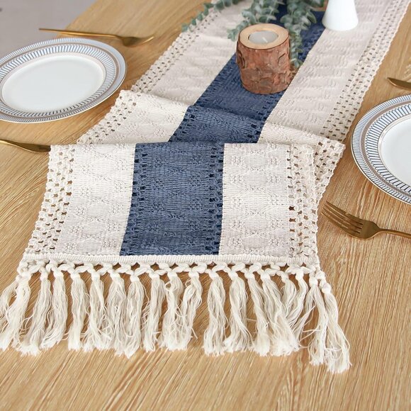 Boho Blue Table Runner 12x72" inches - Picture 6 of 7